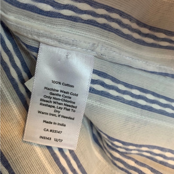 Talbots blouse. 2XP. White and Blue Stripe. - Picture 8 of 8